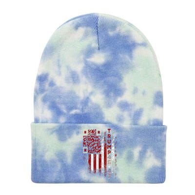 Funny Qr Scan Me President Trump 4547 Trump Dancing Code Tie Dye 12in Knit Beanie