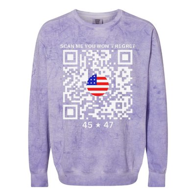 Funny Qr Scan Me President Trump 4547 Trump Dancing Code Colorblast Crewneck Sweatshirt