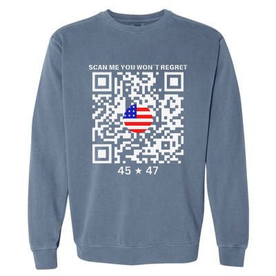 Funny Qr Scan Me President Trump 4547 Trump Dancing Code Garment-Dyed Sweatshirt