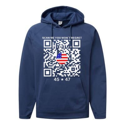 Funny Qr Scan Me President Trump 4547 Trump Dancing Code Performance Fleece Hoodie