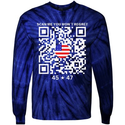 Funny Qr Scan Me President Trump 4547 Trump Dancing Code Tie-Dye Long Sleeve Shirt