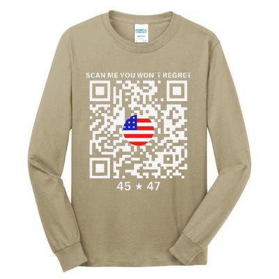 Funny Qr Scan Me President Trump 4547 Trump Dancing Code Tall Long Sleeve T-Shirt