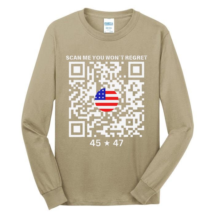 Funny Qr Scan Me President Trump 4547 Trump Dancing Code Tall Long Sleeve T-Shirt