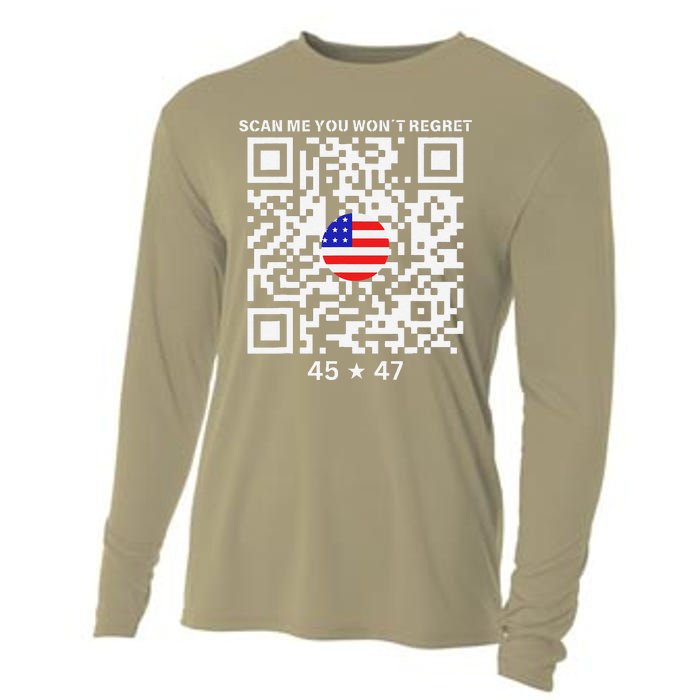 Funny Qr Scan Me President Trump 4547 Trump Dancing Code Cooling Performance Long Sleeve Crew