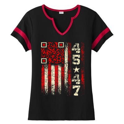 Funny Qr Scan Me President Trump 4547 Trump Dancing Code Ladies Halftime Notch Neck Tee