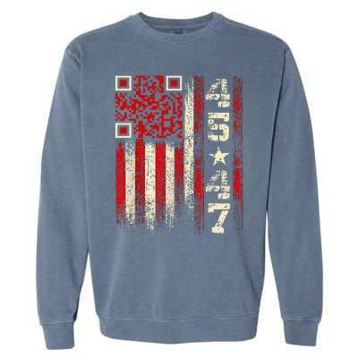 Funny Qr Scan Me President Trump 4547 Trump Dancing Code Garment-Dyed Sweatshirt