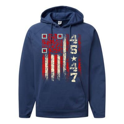 Funny Qr Scan Me President Trump 4547 Trump Dancing Code Performance Fleece Hoodie