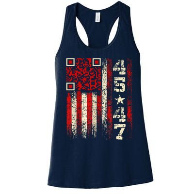 Funny Qr Scan Me President Trump 4547 Trump Dancing Code Women's Racerback Tank