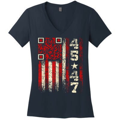 Funny Qr Scan Me President Trump 4547 Trump Dancing Code Women's V-Neck T-Shirt