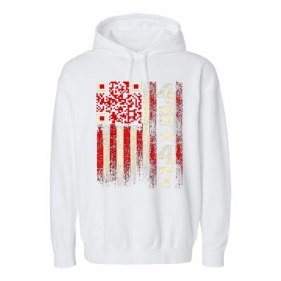 Funny Qr Scan Me President Trump 4547 Trump Dancing Code Garment-Dyed Fleece Hoodie