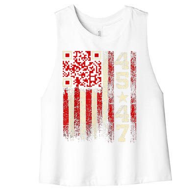 Funny Qr Scan Me President Trump 4547 Trump Dancing Code Women's Racerback Cropped Tank