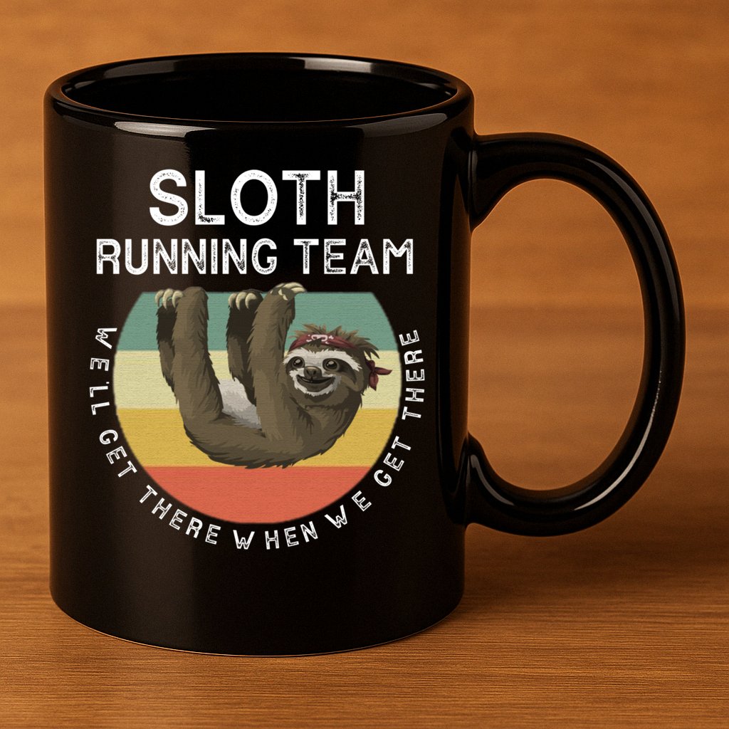 Funny Quotes Sloth Running Team Gift Gift 11oz C Handle Ceramic Mug