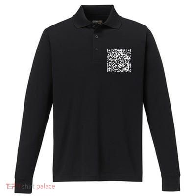 Funny Qr Scan Me Performance Long Sleeve Polo
