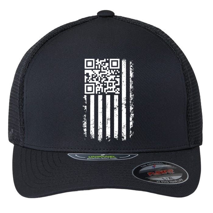 Funny Qr Scan Me President Trump 45 47 Dancing Code Flag Flexfit Unipanel Trucker Cap