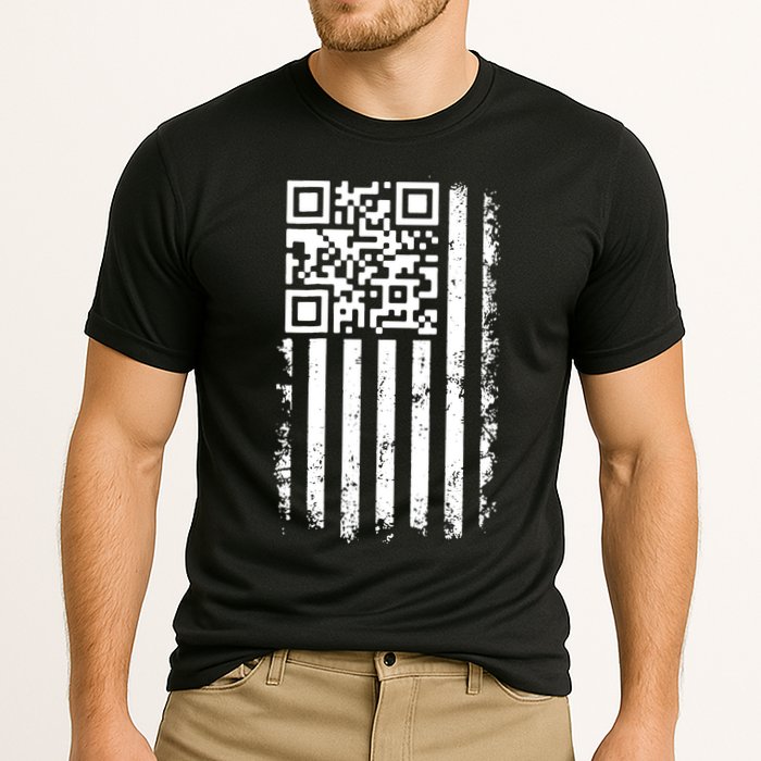 Funny Qr Scan Me President Trump 45 47 Dancing Code Flag Performance Shirt