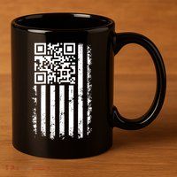Funny Qr Scan Me President Trump 45 47 Dancing Code Flag 11oz C Handle Ceramic Mug