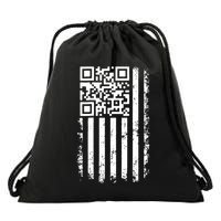 Funny Qr Scan Me President Trump 45 47 Dancing Code Flag Drawstring Bag