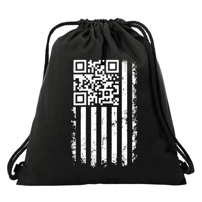 Funny Qr Scan Me President Trump 45 47 Dancing Code Flag Drawstring Bag