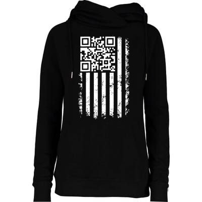 Funny Qr Scan Me President Trump 45 47 Dancing Code Flag Womens Funnel Neck Pullover Hood