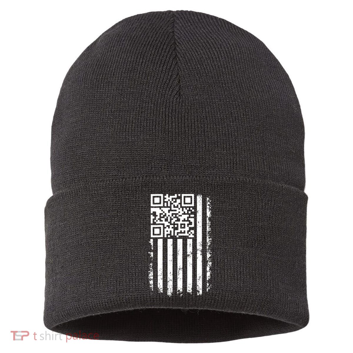 Funny Qr Scan Me President Trump 45 47 Dancing Code Flag Sustainable Knit Beanie