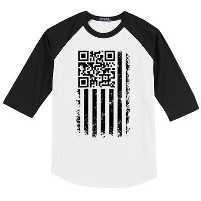Funny Qr Scan Me President Trump 45 47 Dancing Code Flag Baseball Sleeve Shirt