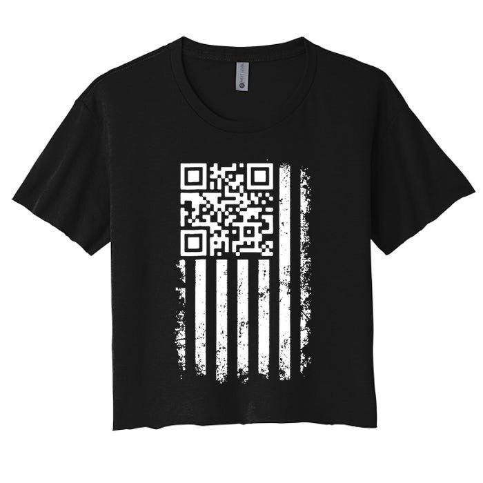 Funny Qr Scan Me President Trump 45 47 Dancing Code Flag Women's Crop Top Tee