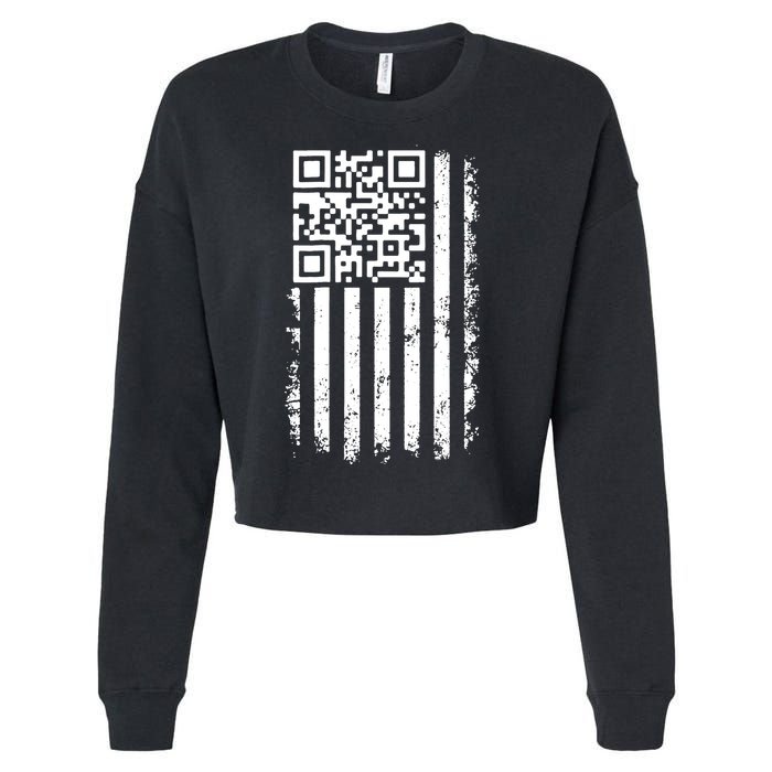Funny Qr Scan Me President Trump 45 47 Dancing Code Flag Cropped Pullover Crew