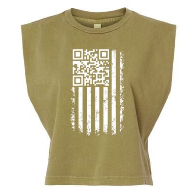 Funny Qr Scan Me President Trump 45 47 Dancing Code Flag Garment-Dyed Women's Muscle Tee