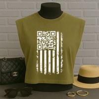 Funny Qr Scan Me President Trump 45 47 Dancing Code Flag Garment-Dyed Women's Muscle Tee