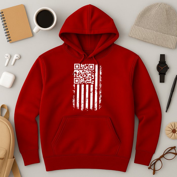 Funny Qr Scan Me President Trump 45 47 Dancing Code Flag Hoodie