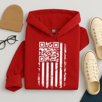 Funny Qr Scan Me President Trump 45 47 Dancing Code Flag Hoodie