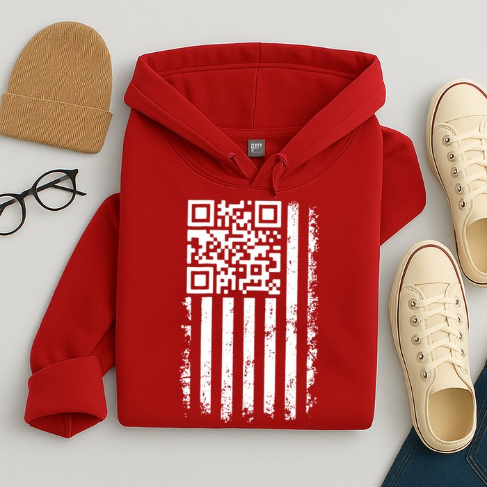 Funny Qr Scan Me President Trump 45 47 Dancing Code Flag Hoodie