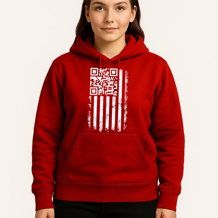 Funny Qr Scan Me President Trump 45 47 Dancing Code Flag Hoodie