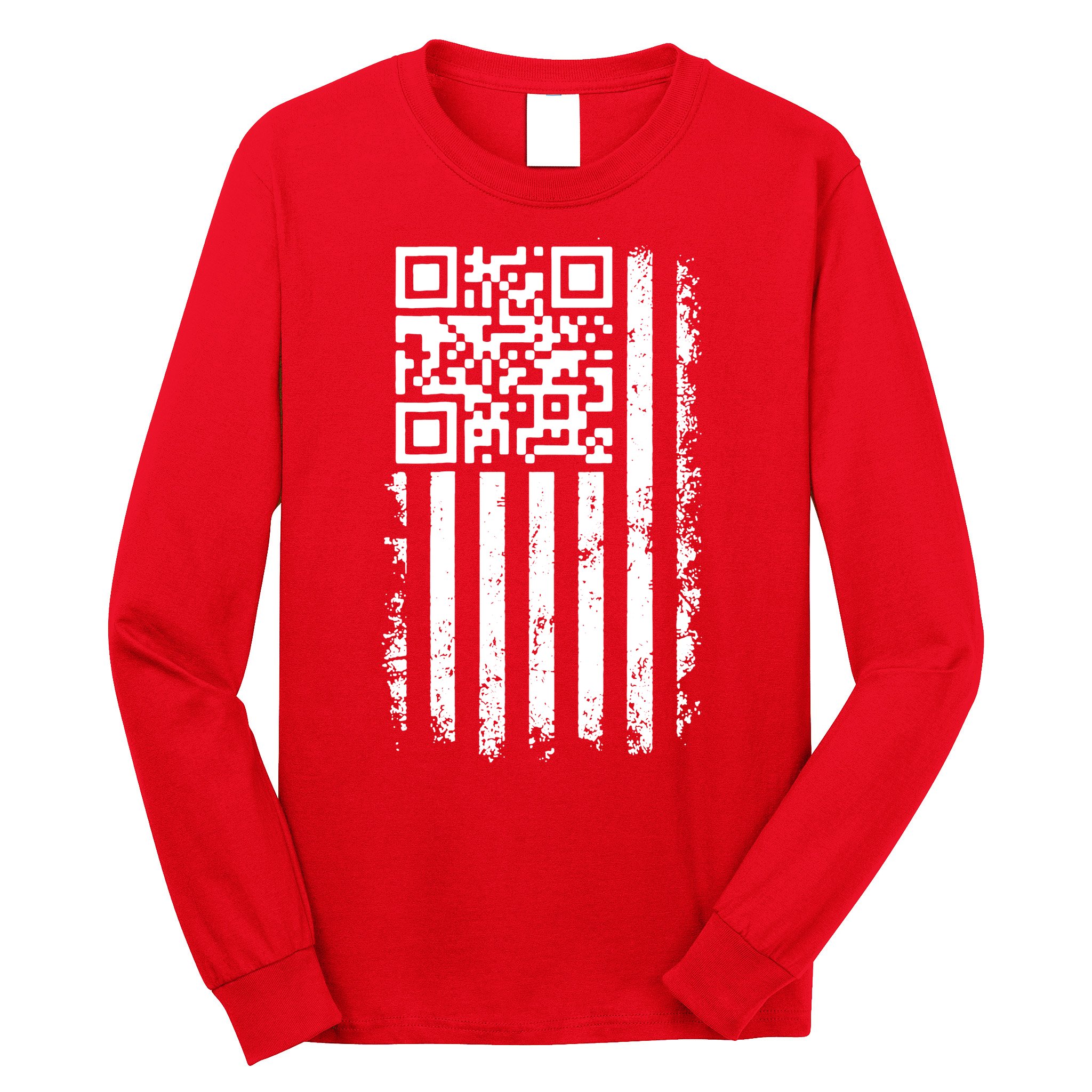 Funny Qr Scan Me President Trump 45 47 Dancing Code Flag Long Sleeve Shirt