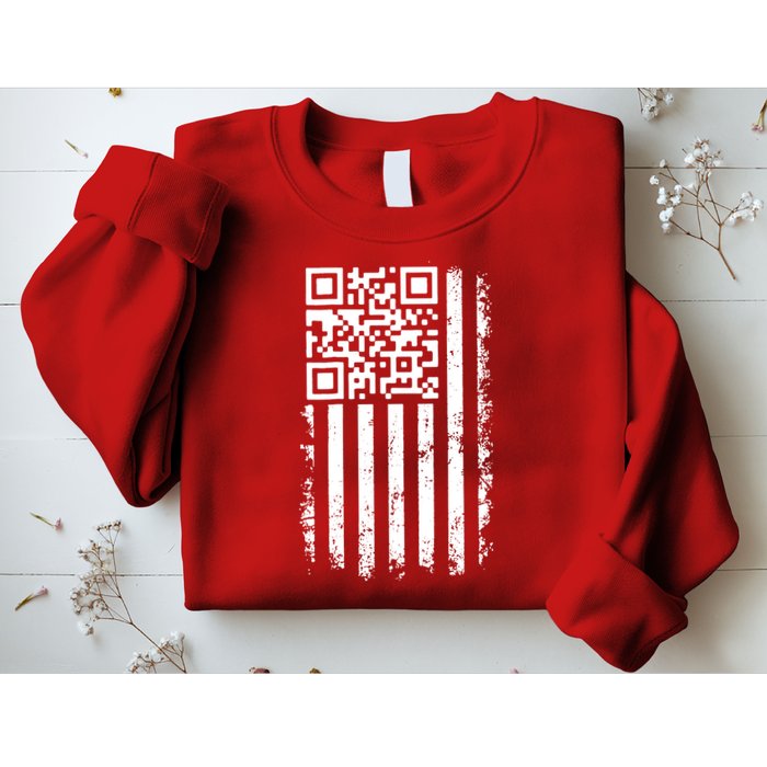 Funny Qr Scan Me President Trump 45 47 Dancing Code Flag Sweatshirt