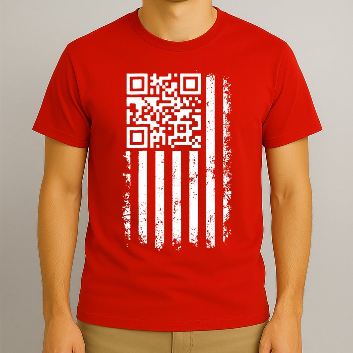 Funny Qr Scan Me President Trump 45 47 Dancing Code Flag T-Shirt