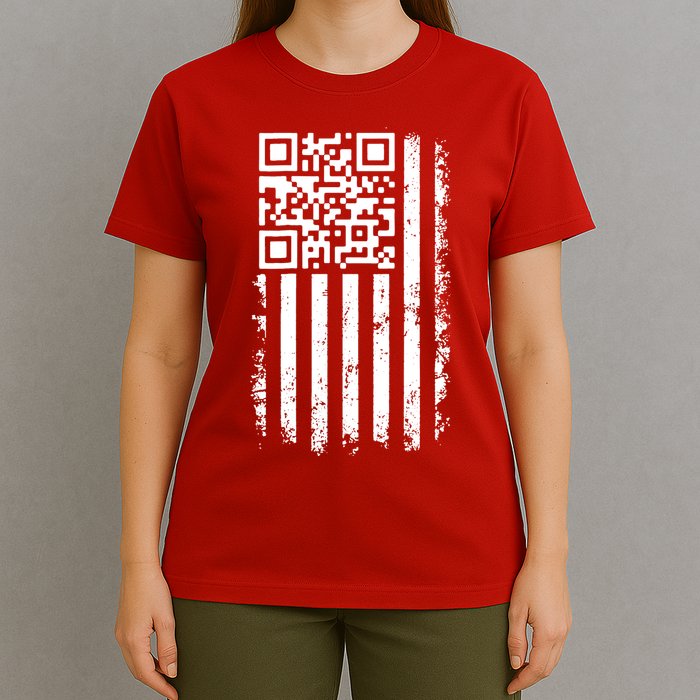 Funny Qr Scan Me President Trump 45 47 Dancing Code Flag T-Shirt