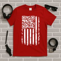 Funny Qr Scan Me President Trump 45 47 Dancing Code Flag T-Shirt