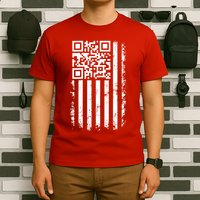 Funny Qr Scan Me President Trump 45 47 Dancing Code Flag T-Shirt