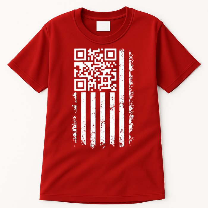 Funny Qr Scan Me President Trump 45 47 Dancing Code Flag Tall T-Shirt