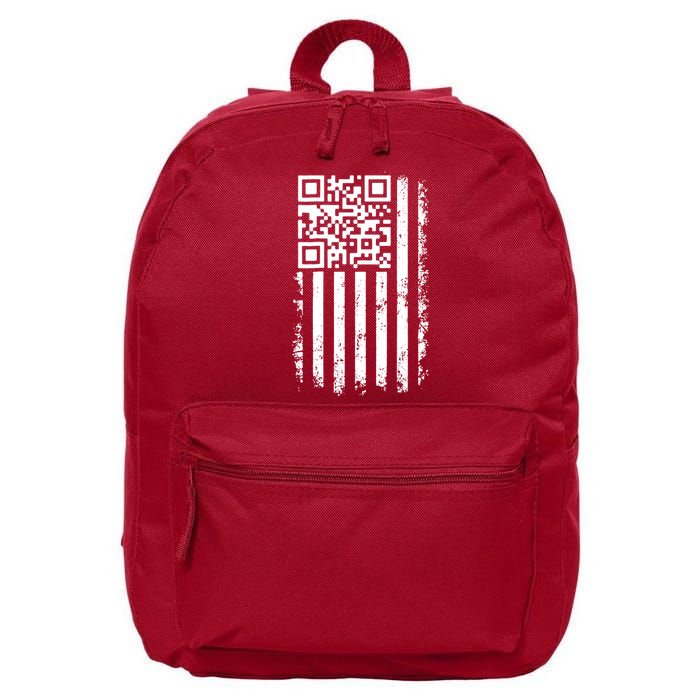 Funny Qr Scan Me President Trump 45 47 Dancing Code Flag 16 in Basic Backpack