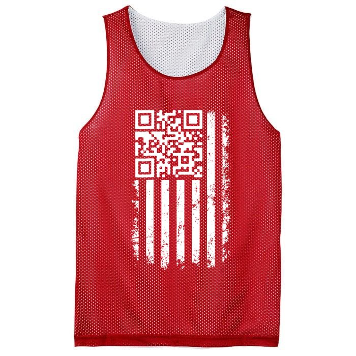 Funny Qr Scan Me President Trump 45 47 Dancing Code Flag Mesh Reversible Basketball Jersey Tank