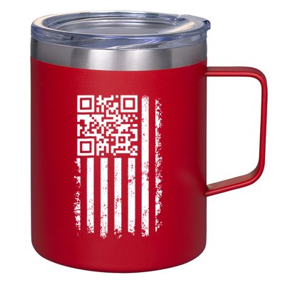 Funny Qr Scan Me President Trump 45 47 Dancing Code Flag 12oz Stainless Steel Coffee Mug