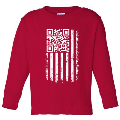 Funny Qr Scan Me President Trump 45 47 Dancing Code Flag Toddler Long Sleeve Shirt