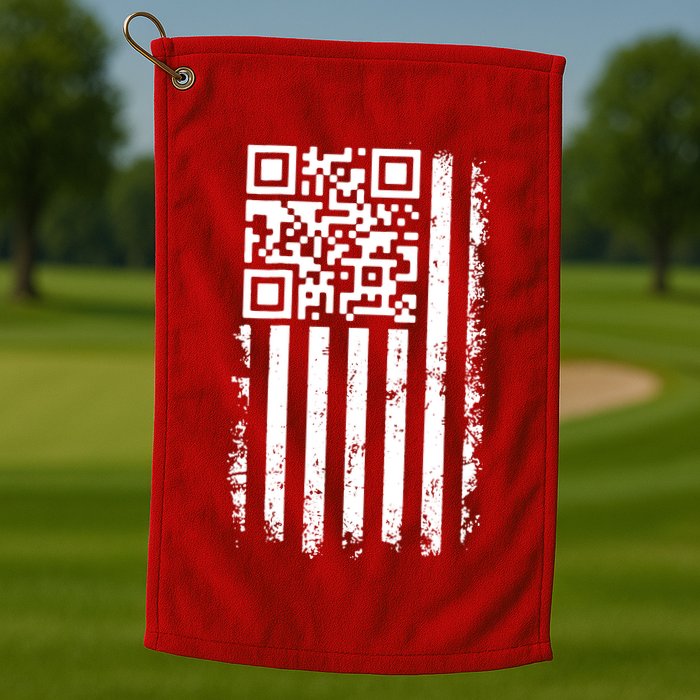 Funny Qr Scan Me President Trump 45 47 Dancing Code Flag Golf Towel