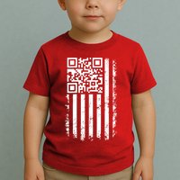 Funny Qr Scan Me President Trump 45 47 Dancing Code Flag Toddler T-Shirt