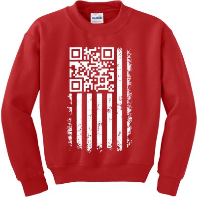 Funny Qr Scan Me President Trump 45 47 Dancing Code Flag Kids Sweatshirt