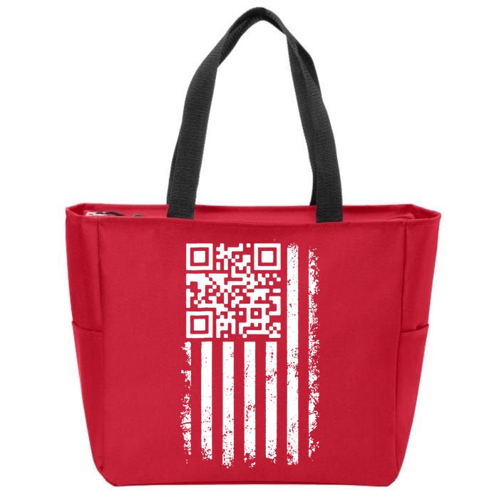 Funny Qr Scan Me President Trump 45 47 Dancing Code Flag Zip Tote Bag