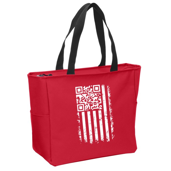 Funny Qr Scan Me President Trump 45 47 Dancing Code Flag Zip Tote Bag