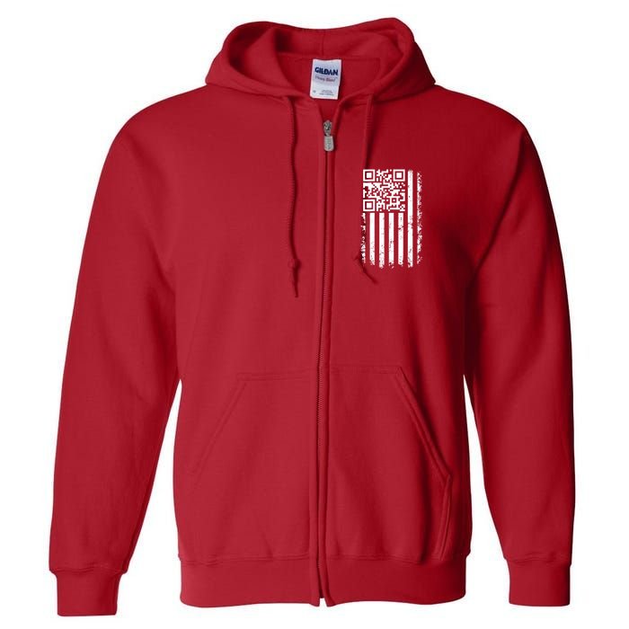 Funny Qr Scan Me President Trump 45 47 Dancing Code Flag Full Zip Hoodie